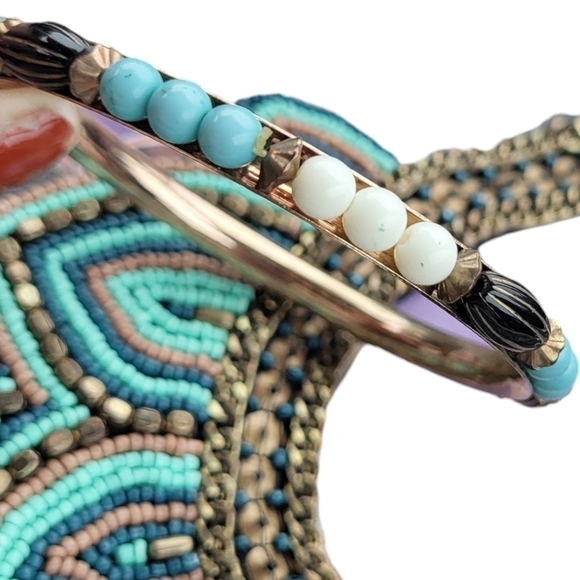 2 Pc Vintage Handmade Beaded Boho Bib Necklace and Bracelet Set - Picture 5 of 5